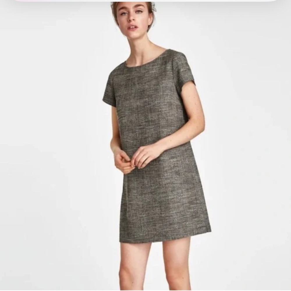 Zara Elegant plaid  Gray Women's mini Dress Medium